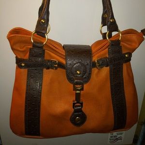 GAL Orange Leather shoulder handbag purse